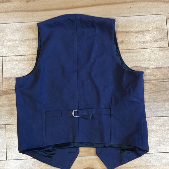 Topman button up dress vest, blue with red and white stripes - Picture 4 of 4